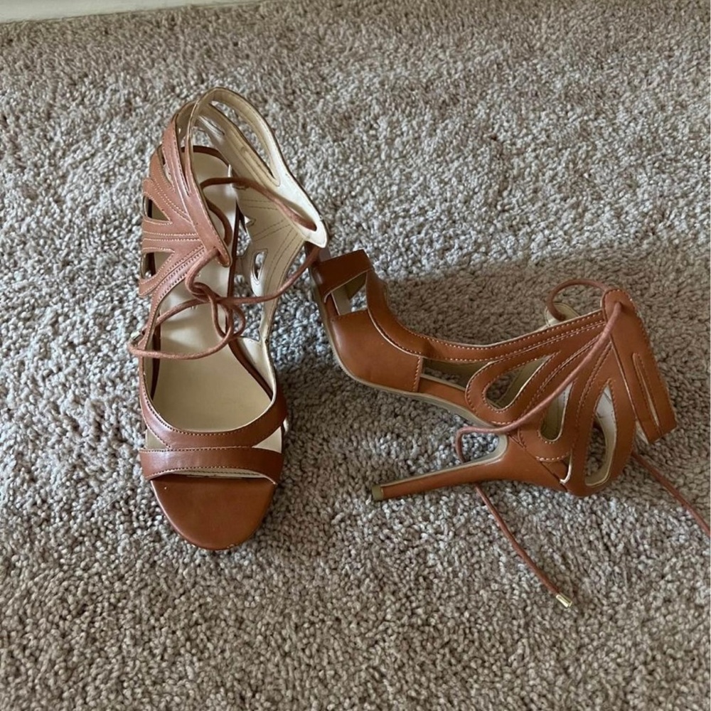 Brown laced heels